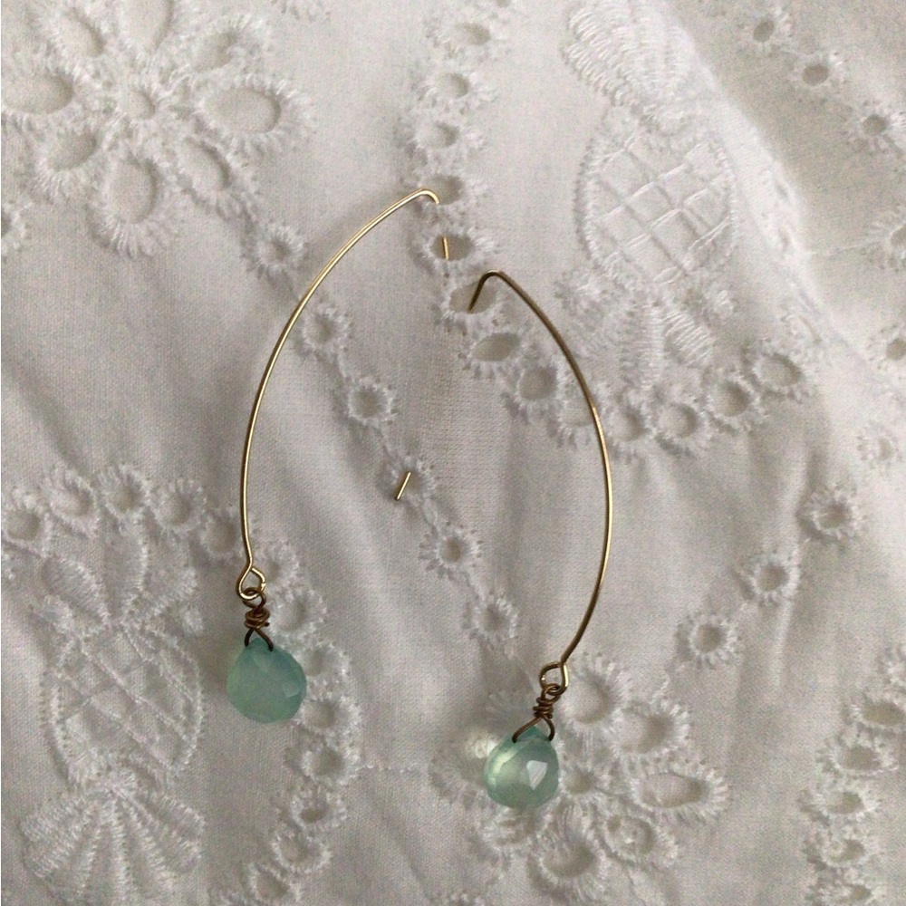 Made in Italy, gold and blue glass earrings